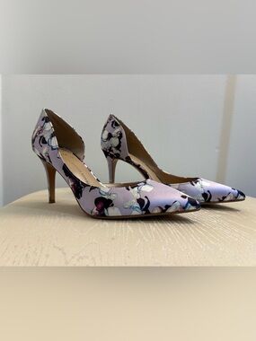Banana Republic Lilac Satin Floral Pointed-Toe Heels